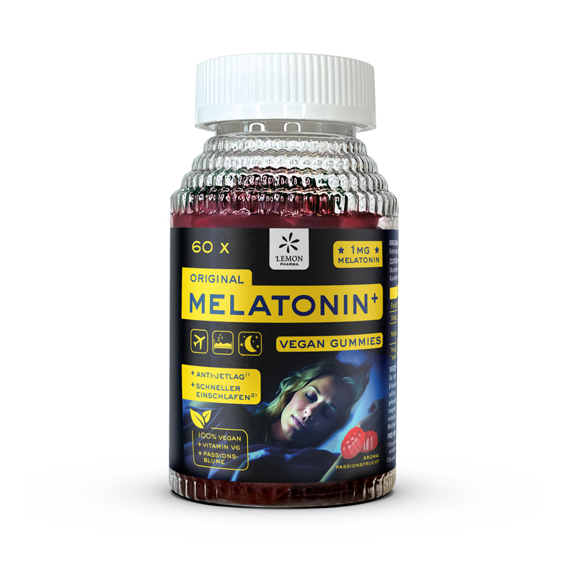 Melatonin Gummies, Weichgummis anti-jetlau schneller einschlafen vegan 1 mg melatonin Lemon pharma