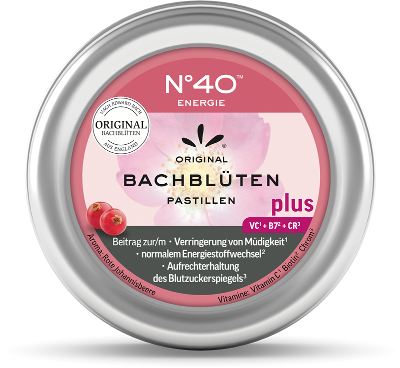 Nr 40 Nr. 40 Energie Bach Flower Original Bachblüten Pastillen Dynamik und Ausdauer Vegan Mit Rote Johannisbeeraroma Lemon Pharma  